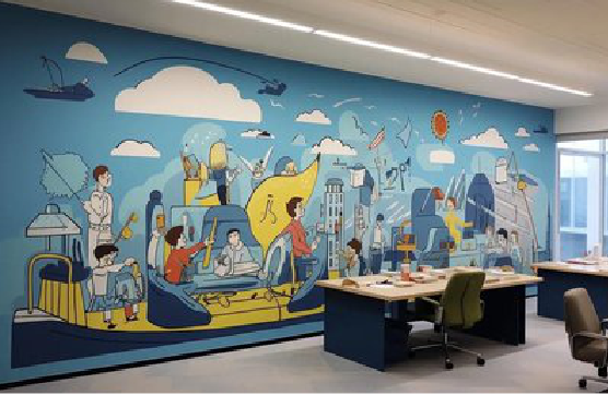 建宁办公室墙绘的特点。